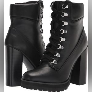 Steve Madden - Size 6 - Black - Beso Lugged Sole Moto Combat & Lace-Up Boots